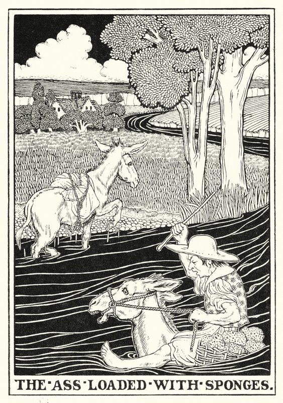 La Fontaine Masalları: Sünger yüklü eşek (lito) by Percy James Billinghurst