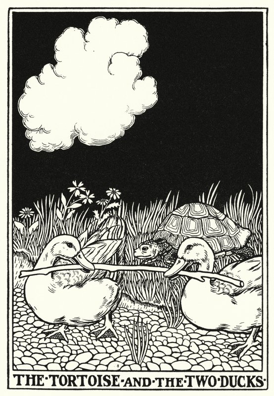 La Fontaine Masalları: Kaplumbağa ve iki ördek (lito) by Percy James Billinghurst