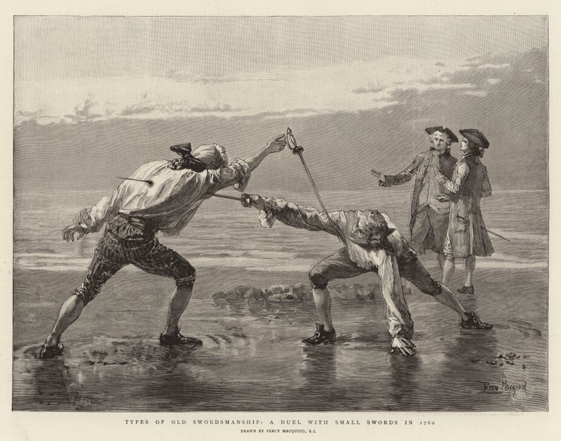 Eski Kılıç Ustalığı Türleri, 1760'ta Küçük Kılıçlarla yapılan bir düello by Percy Macquoid