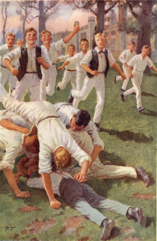 İkisi Bir Araya Gelip Kendilerini Topa Atıyorlar (renkli taş) by Percy Tarrant
