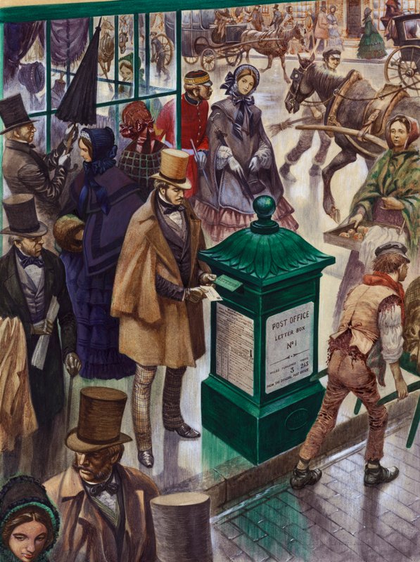 1855'te Londra'da Postane Mektup Kutusu No 1'e bir mektup gönderme by Peter Jackson