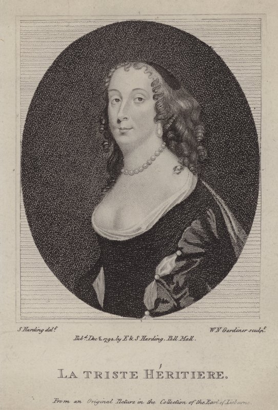La Triste Heritiere, Anne St John, Rochester Kontesi (gravür) by Peter (after) Lely