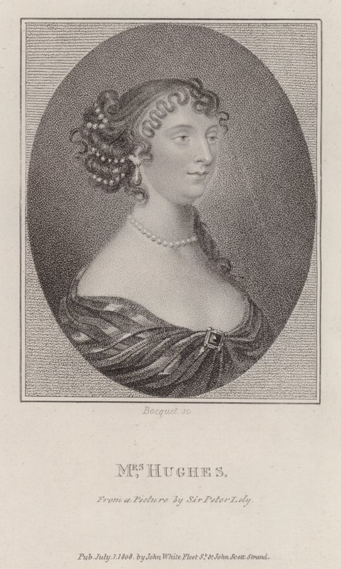 Margaret Hughes, İngiliz aktris (gravür) by Peter (after) Lely