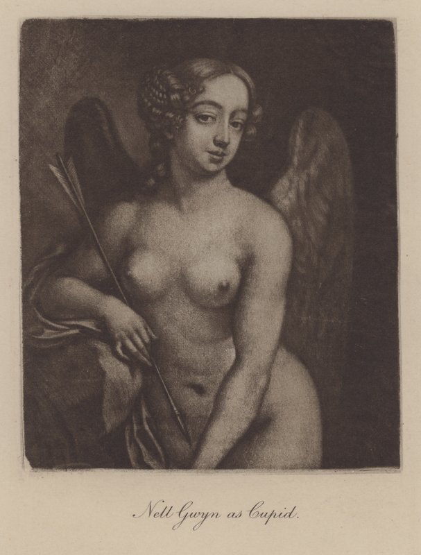 Nell Gwyn Aşk Tanrısı olarak (mezzotint) by Peter Cross