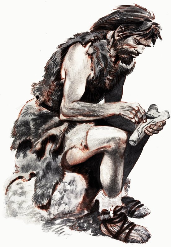 Bir kemiği yontarak mağara adamı by Peter Jackson