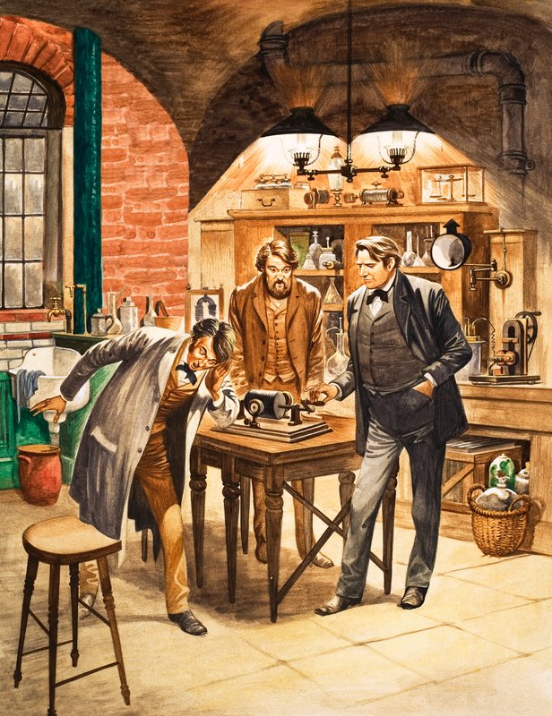 Edison yerekana fonografi ya mbere muri laboratoire ye by Peter Jackson