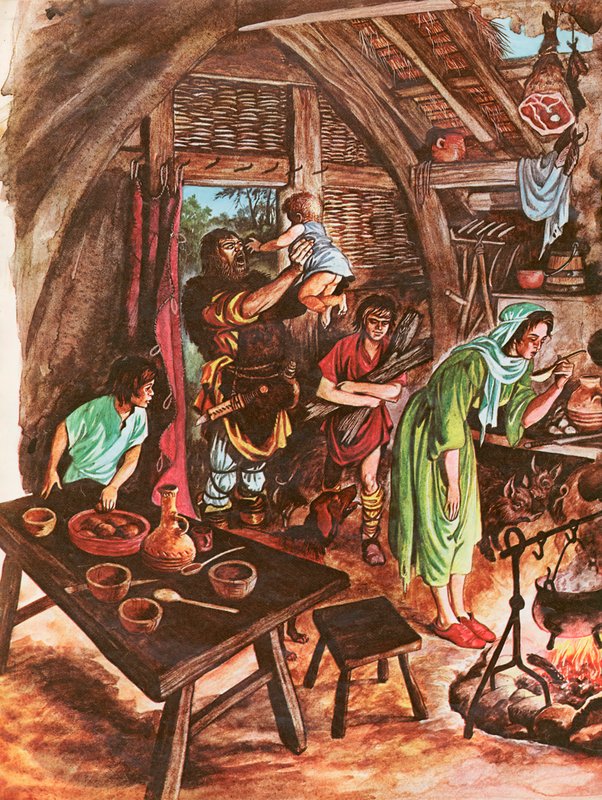 Bir köylünün evinin içi (kağıt üzerine guaj boya) by Peter Jackson