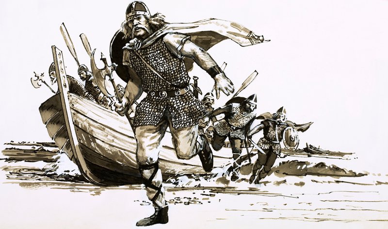 Kral Vortigern iki barbar şefi - Hengest ve Horsa - İngiltere