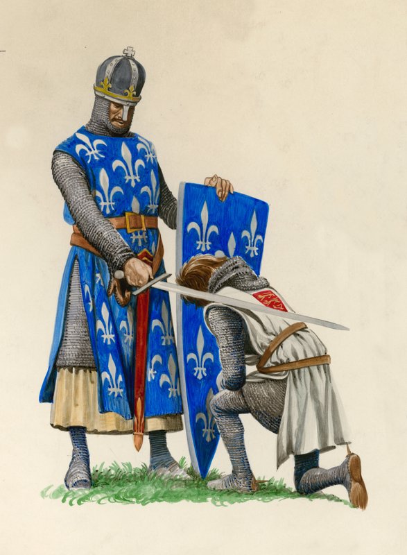 Prens Richard, geleceğin Aslan Yürekli Richard, Fransa Kralı Louis tarafından şövalye ilan ediliyor by Peter Jackson