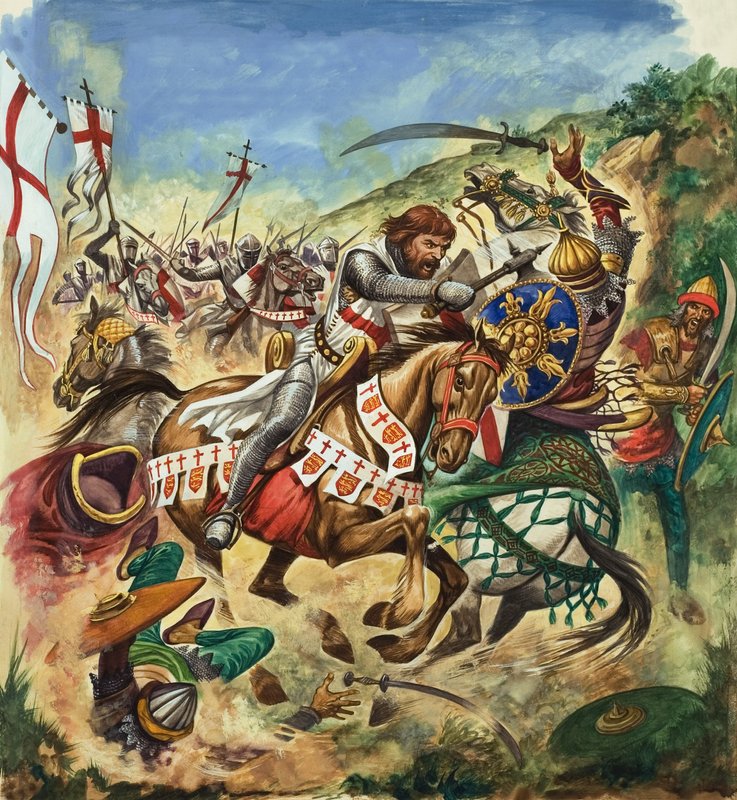 Aslan Yürekli Richard (1157-99) Üçüncü Haçlı Seferi sırasında (kağıt üzerine guaj) by Peter Jackson
