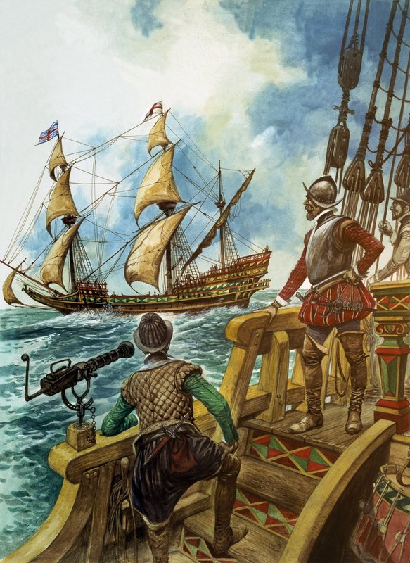 Sir Francis Drake (1540-96) (kağıt üzerine guaj) by Peter Jackson