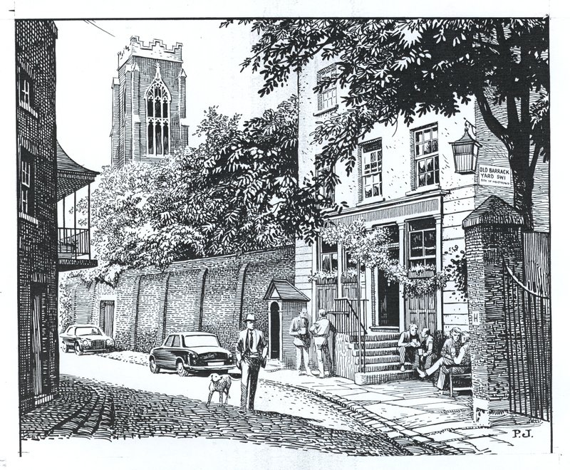 Grenadier, Wilton Row, Belgravia (kağıt üzerine mürekkep) by Peter Jackson