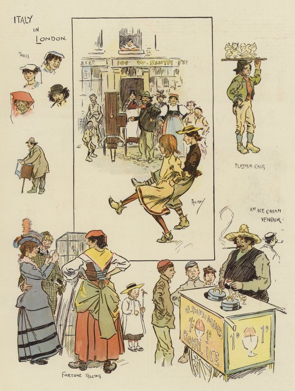 Londra'da İtalya (chromolitho) by Phil May