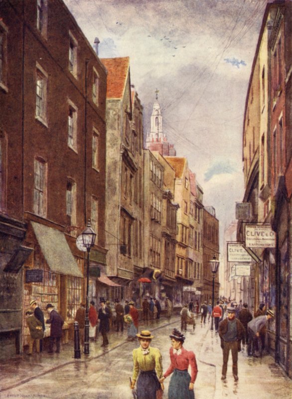 Holywell Street, Strand, Batıya bakıyor, 1900 by Philip Norman