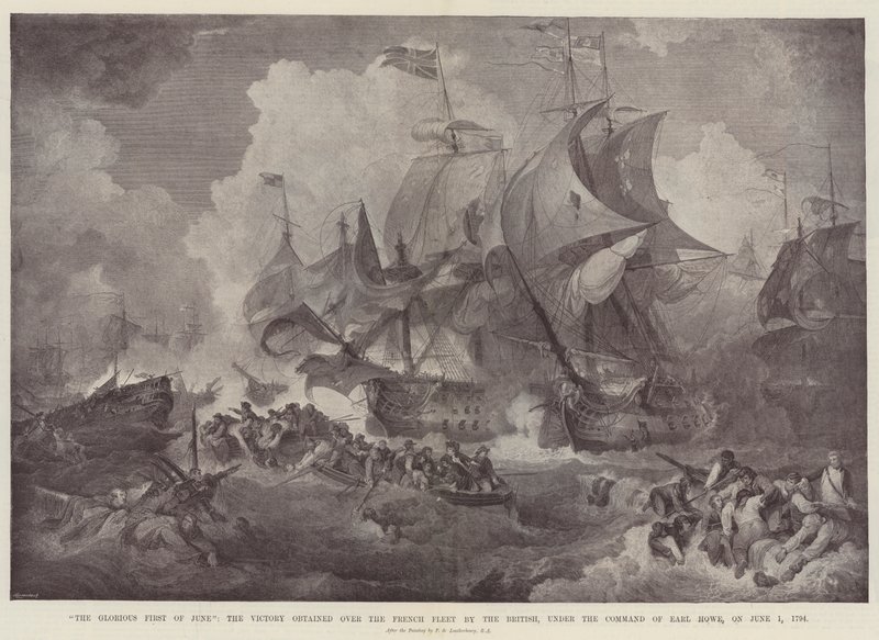 1 Haziran 1794'te Earl Howe komutasındaki İngilizlerin Fransız donanmasına karşı elde ettikleri zafer, 1 Haziran 1794 by Philippe Jacques de Loutherbourg