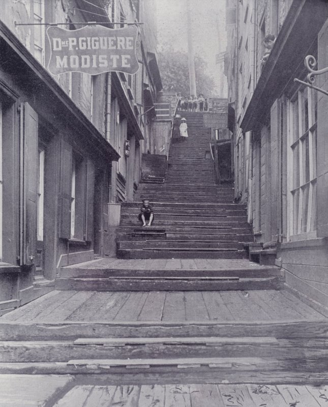 Canada: Break-Neck Steps, Quebec (b/w photo) by Photographer Canadian