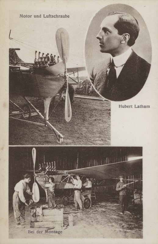 Fransız havacı Hubert Latham ve uçağı (s/b fotoğraf) by Photographer German