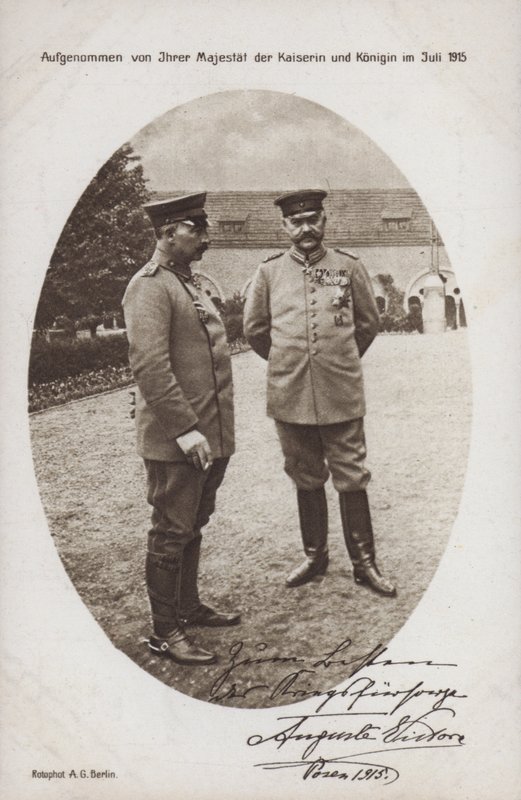 Kaiser Wilhelm II ile Mareşal Paul von Hindenburg, Alman ordusunun komutanı Posen, I. by Photographer German