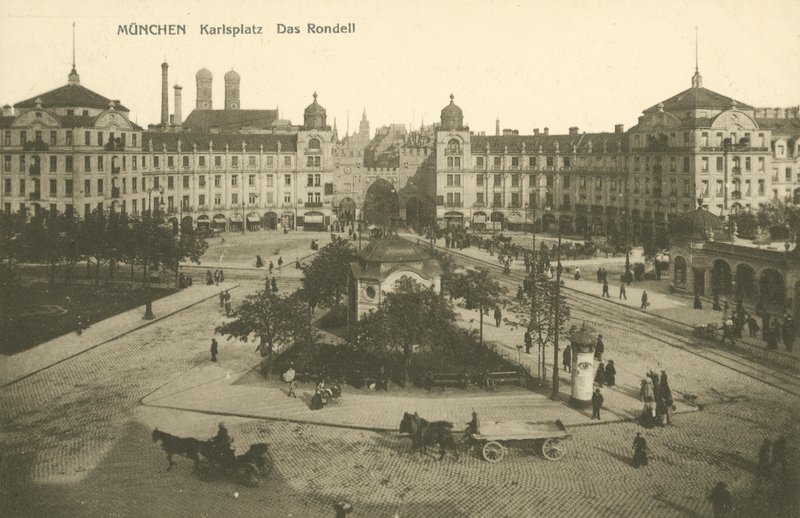 Karlsplatz Rondell, Münih (s/b fotoğraf) by Photographer German