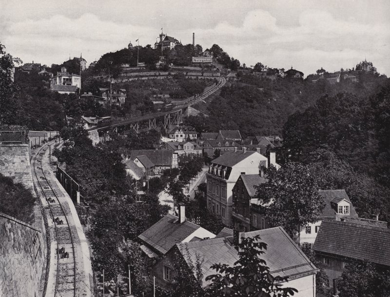 Loschwitz, teleferik (s/b fotoğraf) by Photographer German