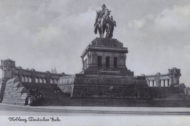 Kaiser Wilhelm I Anıtı, Deutsches Eck, Koblenz, Almanya (s/b fotoğraf) by Photographer German