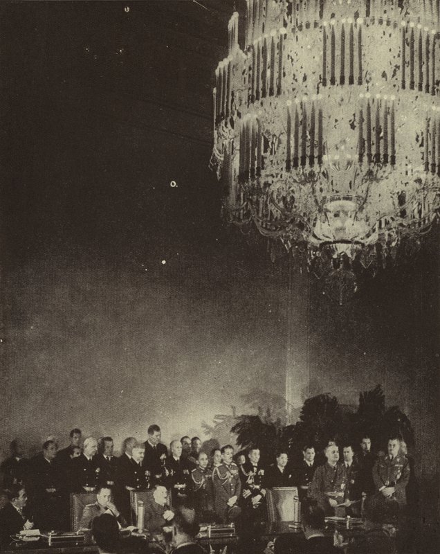 Japonya, Nazi Almanyası ve Faşist İtalya Eksenini oluşturan Üçlü Pakt'ın Reich Şansölyeliği'nde imzalanması, Berlin, II. Dünya Savaşı, 27 Eylül 1940 (s/b fotoğraf) by Photographer German