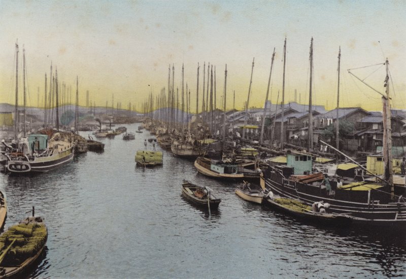 Japonya, c.1912: Ajikawa, Nehir, Osaka (fotoğraf) by Photographer Japanese