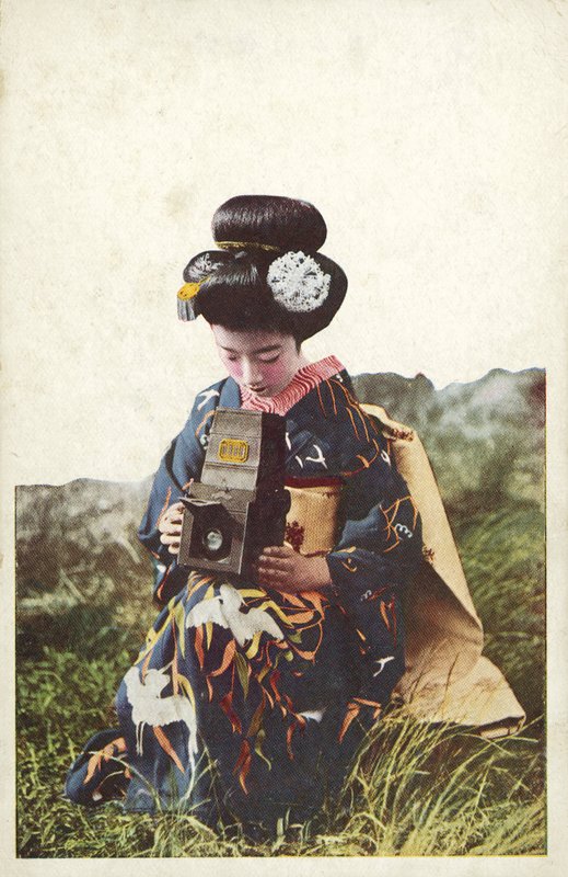 Geleneksel kostüm giyen Japon kadın (renkli fotoğraf) by Photographer Japanese