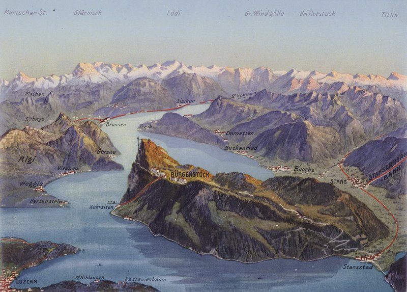 Burgenstock ve Luzern Gölü (renkli fotoğraf) by Photographer Swiss
