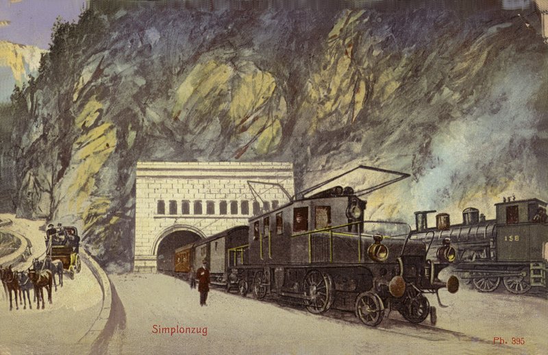 Simplon Tüneli girişinde tren (renkli fotoğraf) by Photographer Swiss