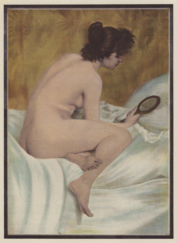 Uyanış, aynalı kadın (renkli taş) by Pierre Carrier Belleuse