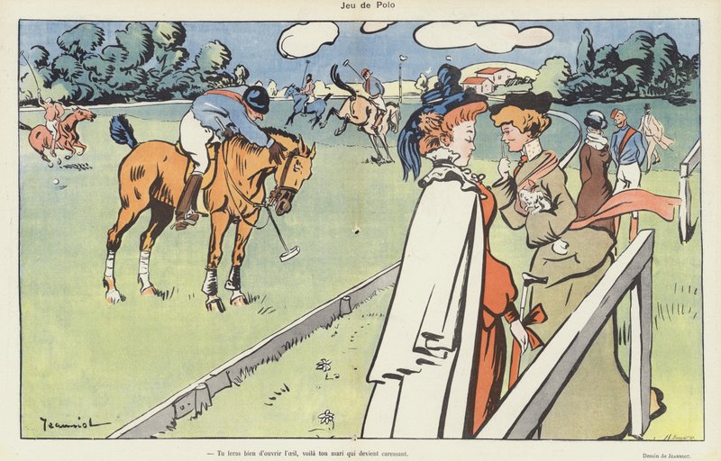 Bir polo oyunu. Le Rire için İllüstrasyon by Pierre Georges Jeanniot