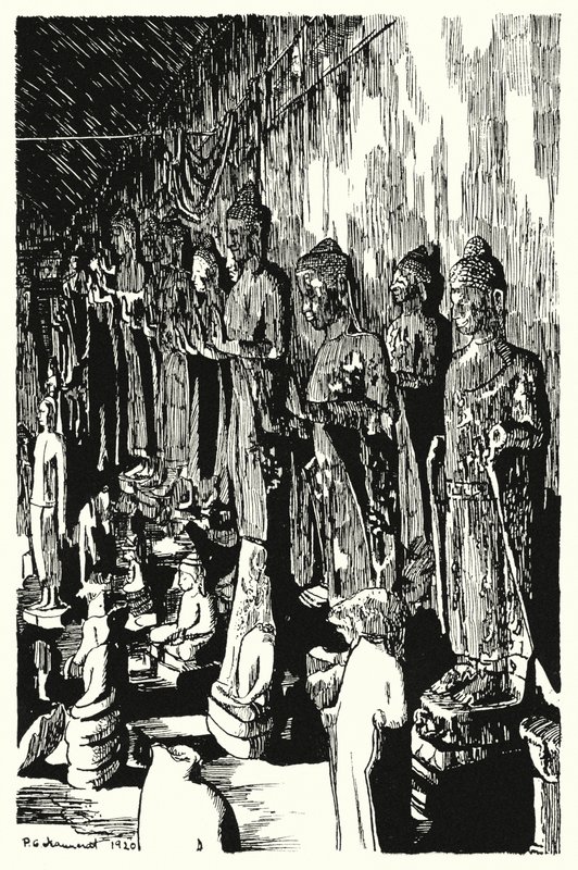 Bir pasajda Budalar topluluğu (gravür) by Pierre Jeannerat de Beerski