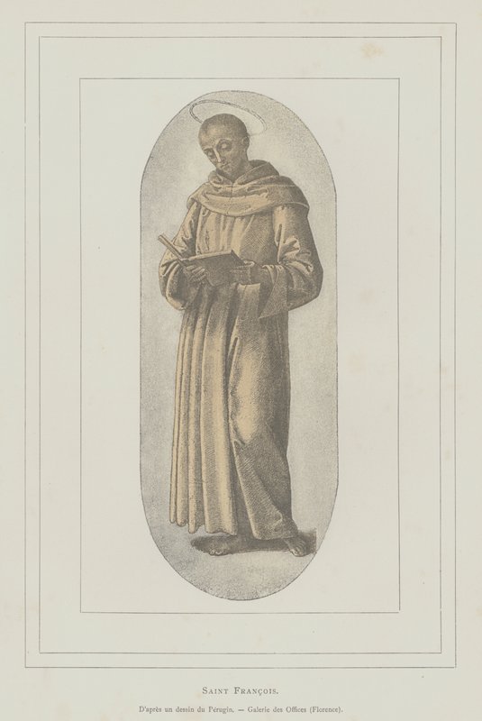 Assisi Aziz Francis (lito) by Pietro (after) Perugino