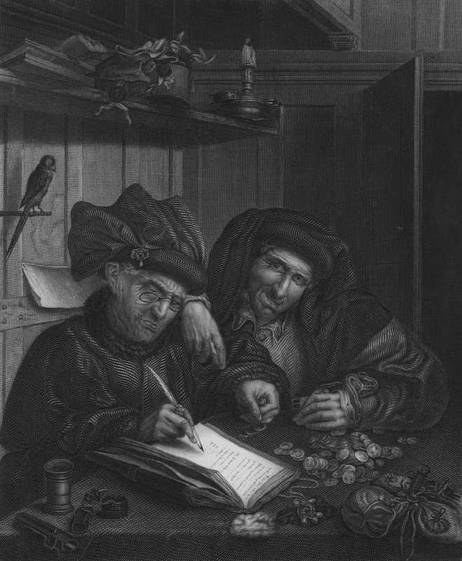 Para Değiştirenler (gravür) by Quentin (after) Massys or Metsys