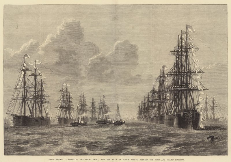 Gemide Şah ile Spithead, Kraliyet Yatında, Birinci ve İkinci Bölümler arasında geçen Deniz Gözden Geçirme by R. Dudley