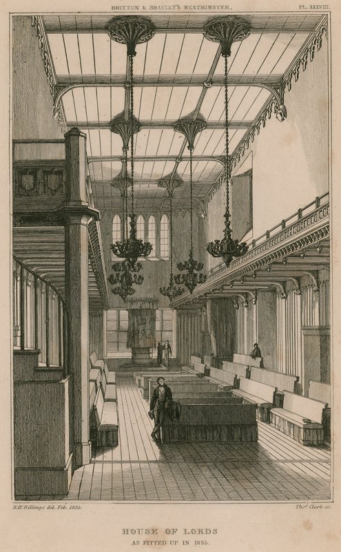 Lordlar Kamarası, Westminster, Londra, 1835