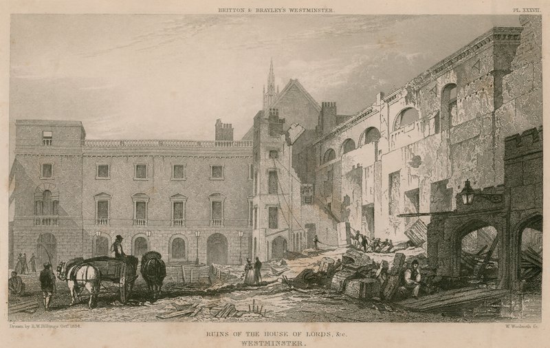 Lordlar Kamarası kalıntıları, Westminster by R. W. Billings