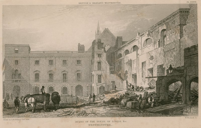 Lordlar Kamarası Harabeleri, Westminster, Londra by R. W. Billings
