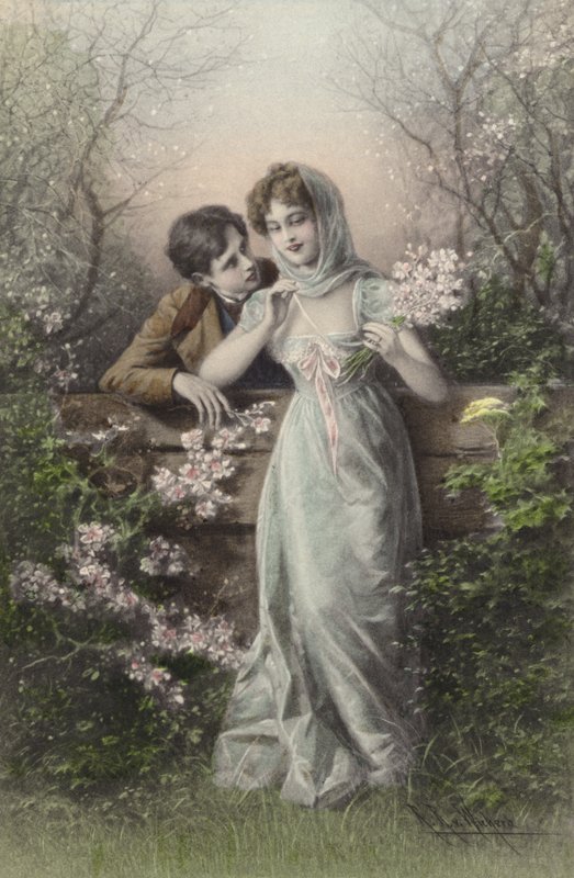 Bir çitin üzerine eğilerek Çift by Raimund Ritter Von Brennerstein Wichera