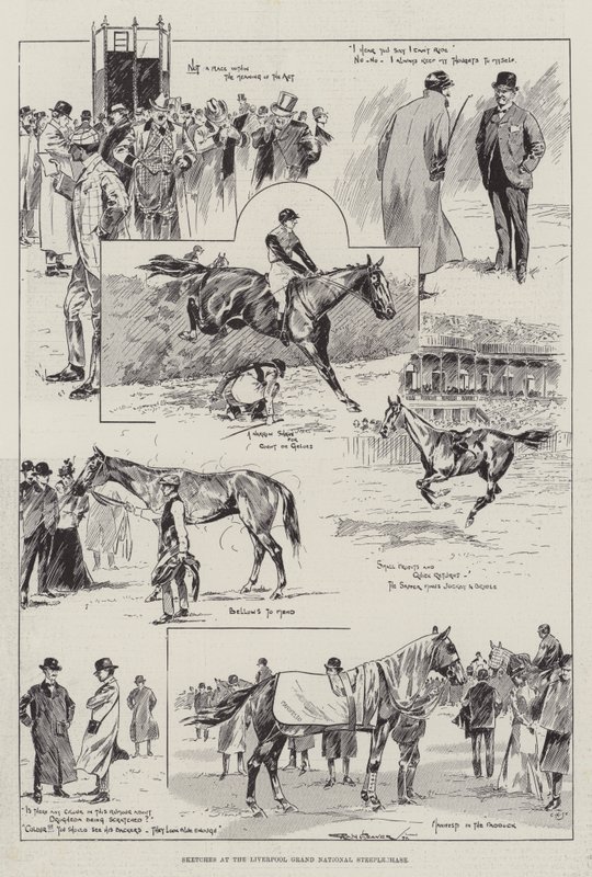 Sketches at the Liverpool Grand National Steeplechase  by Ralph Cleaver