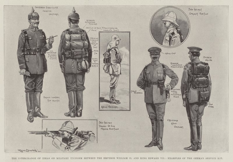 İmparator II. William ve Kral Edward VII Arasındaki Askeri Üniforma Üzerine Fikir Alışverişi, Alman Servis Kiti Örnekleri by Ralph Cleaver