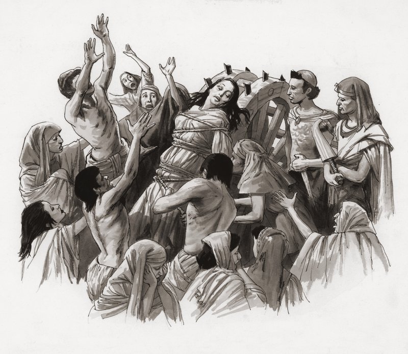 Çarkta işkence gören Azize Catherine (kağıt üzerine guaj) by Ralph Bruce