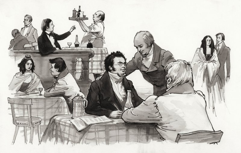 Schubert ve Arkadaşları (kağıt üzerine guaj) by Ralph Bruce
