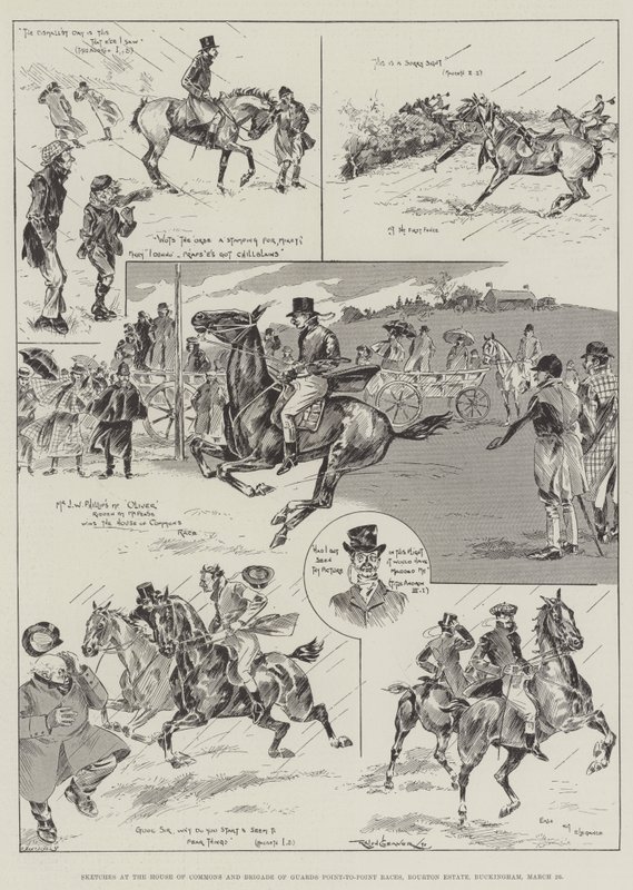 Avam Kamarası ve Muhafız Tugayı Noktadan Noktaya Yarışlarında Eskizler, Bourton Estate, Buckingham, 26 Mart by Ralph Cleaver