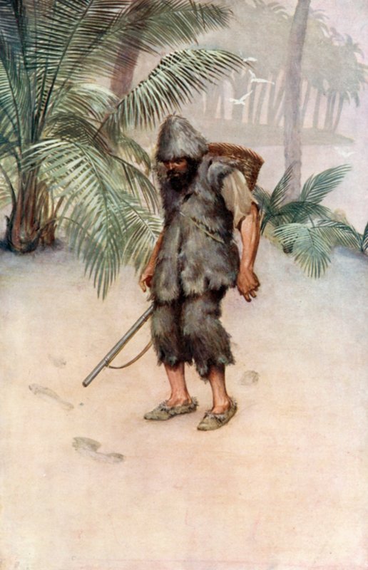 Daniel Defoe tarafından Robinson Crusoe için çizim (renkli taş) by Ralph Noel Pocock