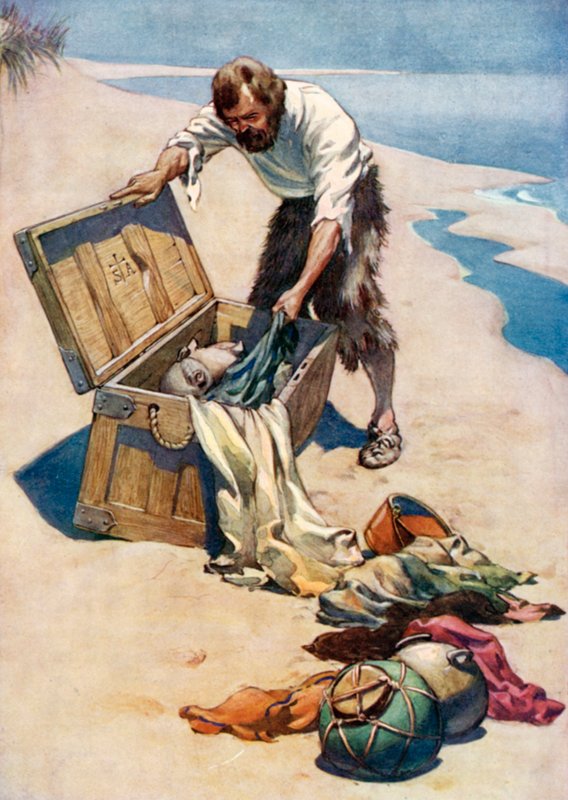 Daniel Defoe tarafından Robinson Crusoe için çizim (renkli taş) by Ralph Noel Pocock