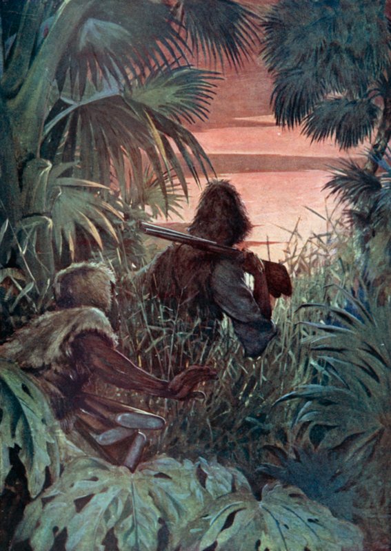 Daniel Defoe tarafından Robinson Crusoe için çizim (renkli taş) by Ralph Noel Pocock