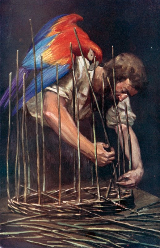 Daniel Defoe tarafından Robinson Crusoe için çizim (renkli taş) by Ralph Noel Pocock