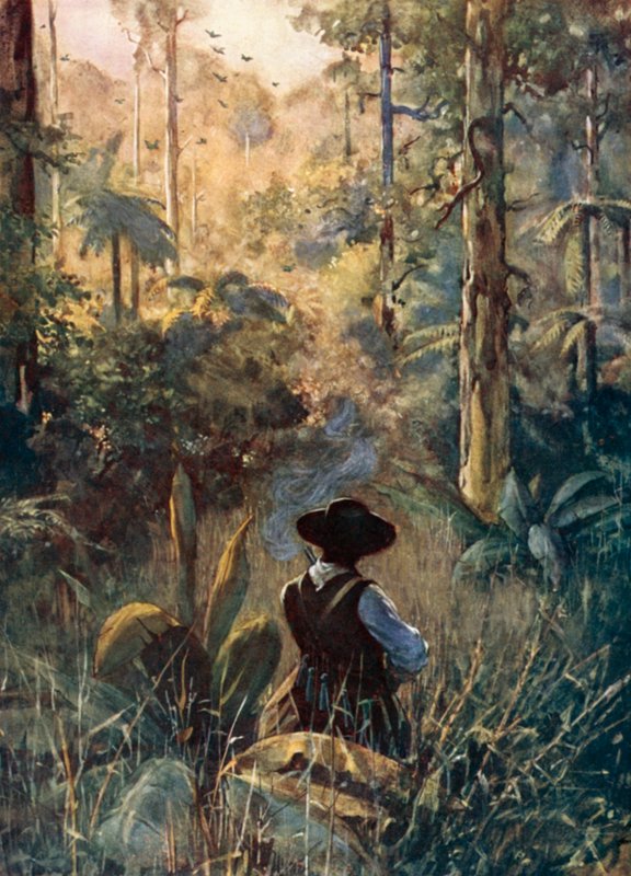Daniel Defoe tarafından Robinson Crusoe için çizim (renkli taş) by Ralph Noel Pocock